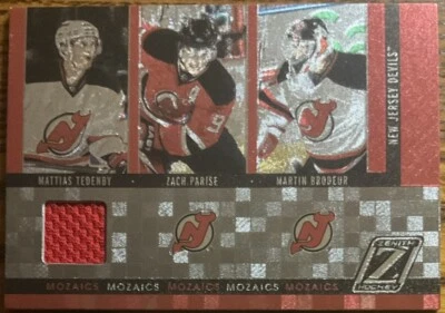 2010-11 Zenith Mozaics Materials Mattias Tedenby/Zach Parise/Martin Brodeur #14 - Image 1 of 2