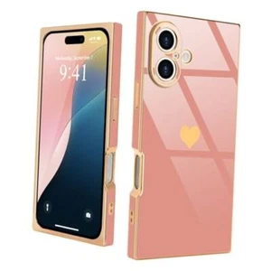 for Case Rectangle for Women Girls Cute Love Heart Pattern iPhone 16 Pink - Picture 1 of 8