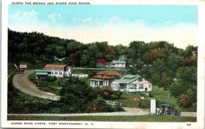 NY Postcard Horse Shoe Curve Along Bridge Storm King Roads Montgomery Old Car - Picture 1 of 2