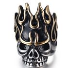 Flaming Skull Ring Skeleton Biker Fire Black Gold Anger Ghost Angry Devil Hell