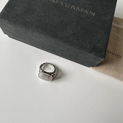 Anillo David Yurman Pequeño Albión Plata de Ley con Pavé de Diamantes Talla 7 Foto 1 de 4