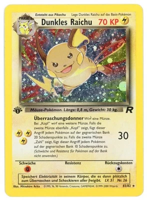 1999 German Pokemon Rocket 1st Edition Dark Raichu Dunkles Raichu 83/82 Holo - Image 1 of 2