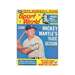 Mickey Mantle Yankees Signed June, 1966 Sport World Magazine (PSA Graded 10 LOA) - Picture 1 of 3