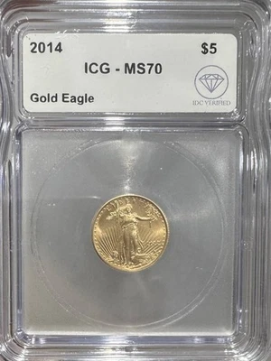 2014 $5 American Gold Eagle ICG MS70 IDC Verified - Image 1 of 2