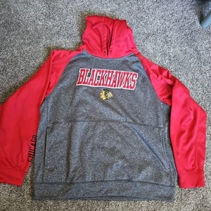 NHL Chicago Blackhawks Red/Gray Embroidered Size XL Hooded Sweatshirt - Picture 1 of 7