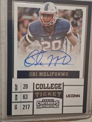 2017 Contenders- Obi Melifonwu AUTO Rookie Ticket- UConn -  Raiders - Image 1 of 2