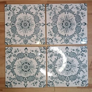 Victorian 6" Malkin Edge Blue & White Aesthetic Print Tile Bathroom Kitchen - Picture 1 of 17