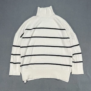 Abercrombie & Fitch Damen Pullover weiß schwarz Streifen Small Mockneck Relax Fit - Bild 1 von 7