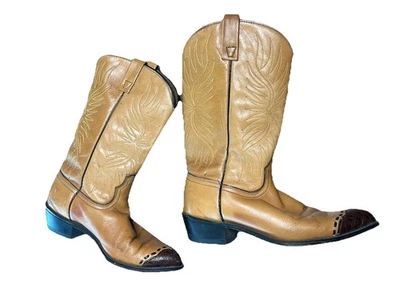 Винтажные ковбойские сапоги в стиле вестерн женские размер 8 1/2 коричневые с кончиком крыла кожа городские ковбойские - Изображение 1 из 4