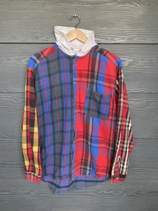 De Colección Años 90 Sudadera con Capucha Franela a Cuadros Multi Patrón Patchwork Botón Hecho en EE. UU. Para Hombres Grande - Imagen 1 de 11
