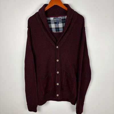 Cárdigan Suéter AMERICAN RAG CIE Para Hombres Borgoña Cuello Chal XL Foto 1 de 4