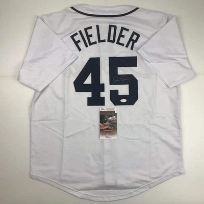 Autographed/Signed CECIL FIELDER Detroit White Baseball Jersey JSA COA Auto - Image 1 of 4
