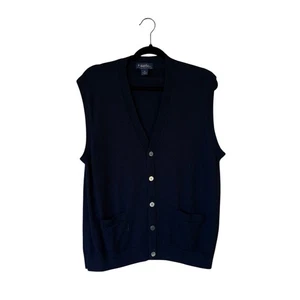 Brooks Brothers Merino Wool Men's Sweater Vest Navy Blue Size XL - Picture 1 of 6