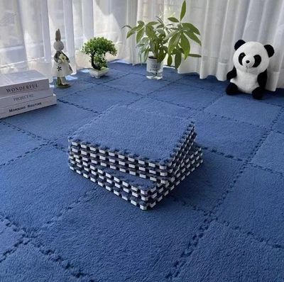 16 Pcs Kids Foam Interlocking Carpet Tiles with Border, Thick Carpet Squares ... - Image 1 of 4