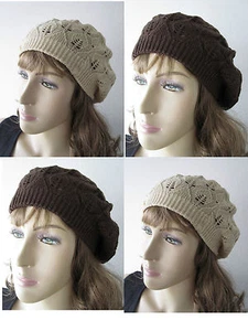 Strickmütze Mütze Strickbaske Baskenmütze Beige oder Kaffee - Bild 1 von 3