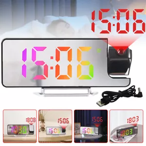 7.6" LED-Projection-Alarm Clock Digital Clock with 180° Projector Snooze Bedside - Picture 1 of 16