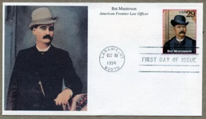 BAT MASTERSON LAWMAN LEGENDS OF THE WEST 1994 PREMIUM MYSTIC CACHET FDC UNADDR - Picture 1 of 1