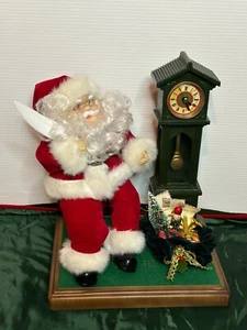 Vintage 80s 90s Animated Musical Santa Claus Figurine Clock Battery Operated - Picture 1 of 9
