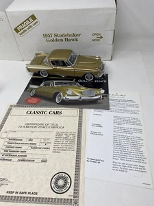 1957 Studebaker Golden Hawk Gold Danbury Mint 1:24 Scale Complete Title Papers - Picture 1 of 11