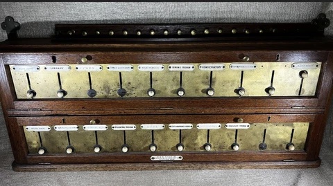 Antique D & G Graham Butler Servant Maid Call Mansion Wood Bell Box Intercom Cover