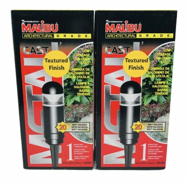 2 Malibu CL635R Architectural Grade Cast Metal Bollard Landscape Light 20w