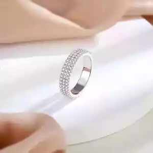 Anello donna fidanzamento sposa S925 argento sterling diamante pieno zircone - Foto 1 di 4