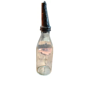 Old Oil Can GARGOYLE Mobiloil Glass Bottle Pourer Motor Oil Service Station Oil Can - Picture 1 of 9