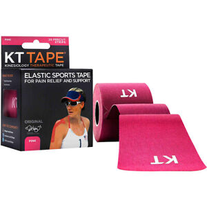 KT Tape Cotton 10" Precut Kinesiology Therapeutic Sports Roll, 20 Strips, Pink