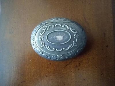 Antique Silver Make up box floral pocket purse size - Image 1 of 4