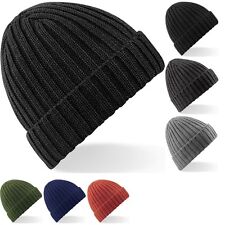 Unisex Adult Beechfield Winter Warm Chunky Heavy Knit Ribbed Beanie Hat
