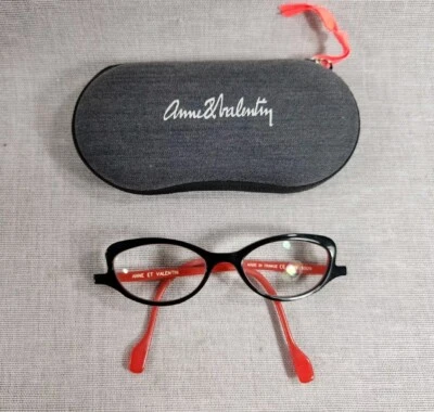 Anne et Valentin Amy 1009 Red Cat Eye Eyeglasses Frame 48-20-145 mm France Made - Image 1 of 4