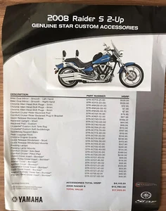2008 Raider S 2-Up Motorcycle Accessories Brochure Flyer - Picture 1 of 2