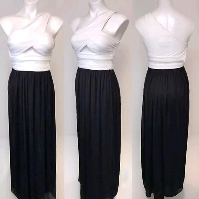 Blondie Nites Stacy Sklar One Shoulder Colorblock Formal Gown Sz 1 Elegant Glam - Image 1 of 4