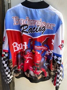 Chaqueta Fanimation Vintage Budweiser Racing Chalk Line Talla Hombre XL Fórmula Indy - Imagen 1 de 12