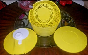 Tupperware Spin N Save Colino Spinner per insalata giallo e bianco raro nuovo - Foto 1 di 3
