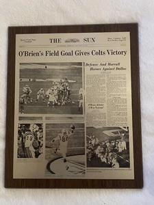 VTG CIRCA 1971 BALTIMORE COLTS SUPER BOWL V METAL FOOTBALL PLAQUE JOHNNY UNITAS - Picture 1 of 7