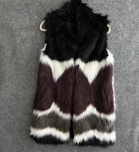Dawn Levy Design Vest Women's Small Black Brown White Faux Fur Vegan Jacket - Picture 1 of 14