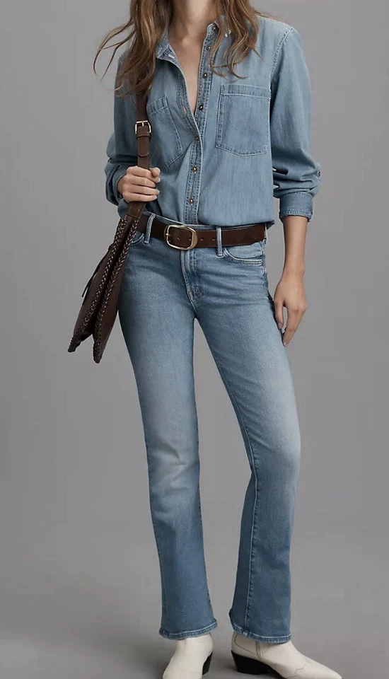 Mother The Mid Rise Maven Sneak Straight-Leg Jeans Color Over The Top Size 33