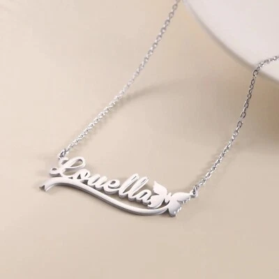 Stainless Steel Personalized Name Pendant Chain Butterfly Custom Name Necklace - Image 1 of 4
