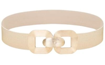 Women Wide Stretchy Belt Elastic Waistband Gold Buckle Waist Belt for Dresses - Image 1 of 4