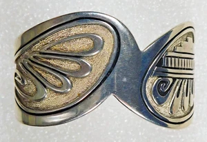 NAVAJO STEVEN BEGAY STERLING Cutout Overlay HANDMADE Vintage Cuff BRACELET - Picture 1 of 6