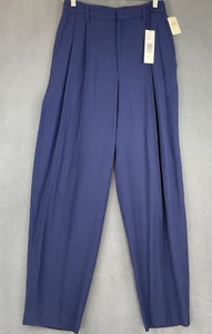 VTG Ellen Tracy 100% Wool Dress Pants Sz 6 NWT Blue Pleated Pockets Wide Leg - Picture 1 of 13