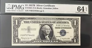 1957 B PMG 64 Choice Uncirculated EPQ $1 One Dollar Silver Certificate Note Bill - Picture 1 of 2