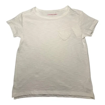 Crewcuts White Heart Pocket Tee Shirt Size S 6-7 Cotton Kids Girls - Image 1 of 4