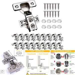 20 Stück Soft Close Schrank Scharniere Edelstahl 1/2' Teilüberzug Küche - Bild 1 von 9