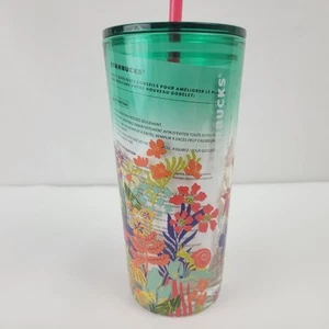 Neu mit Etikett Starbucks 2025 grün Frühling Blumen Farbverlauf Glas Cold Cup Becher Blumen - Bild 1 von 7