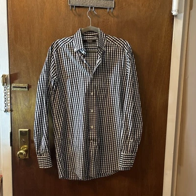 Mens Small Check Plaid Dress Shirt Long Sleeve Button Front Neiman Marcus - Image 1 of 4