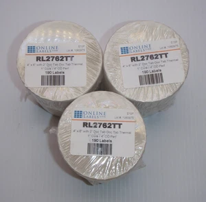 Lot of 3 OnlineLabels RL2762TT Direct Thermal Transfer Labels 4x6; 2" doc tab - Picture 1 of 4