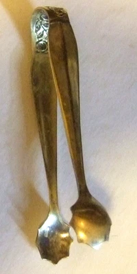 Pinzas plateadas rosas grabado vintage pieza para servir vajilla Foto 1 de 4