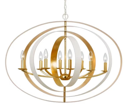 Crystorama 588-MT-GA Luna 8 luces blanco mate y araña en oro antiguo Foto 1 de 4